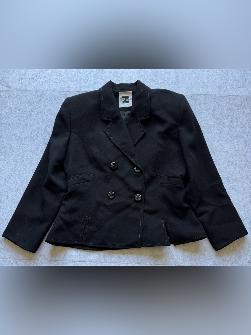 Orna Farho Paris Womens Black Double Breasted Blazer Jacket Size F/44 US/12